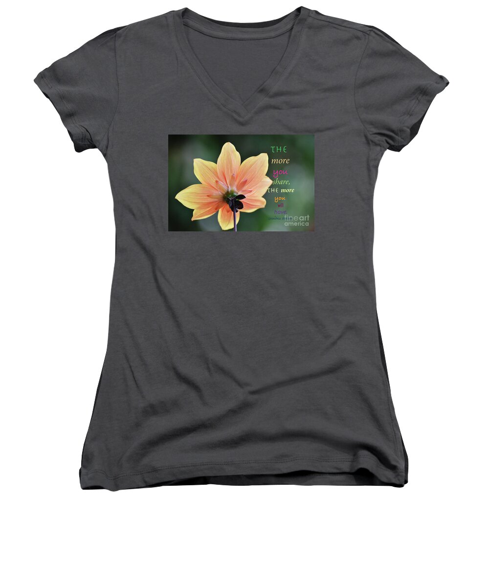 Grandma Women's V-Neck featuring the photograph A Lesson Of Sharing by Debby Pueschel