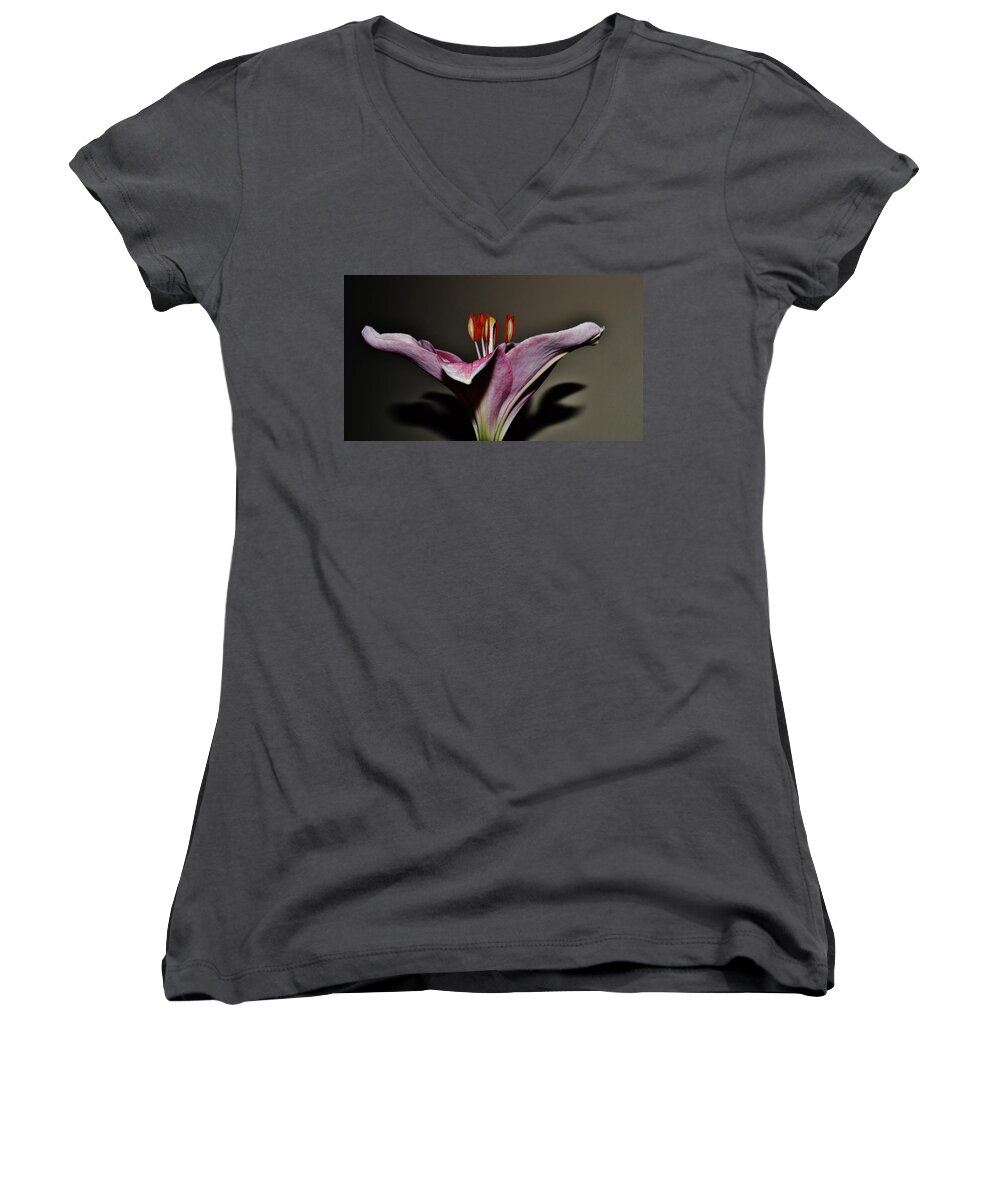 Flowers Women's V-Neck featuring the photograph A Lily by Eileen Brymer