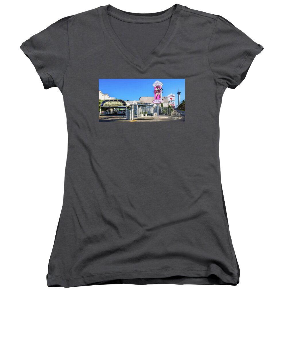 A Little White Chapel Women's V-Neck featuring the photograph A Little White Chapel From the North 2 to 1 Ratio by Aloha Art