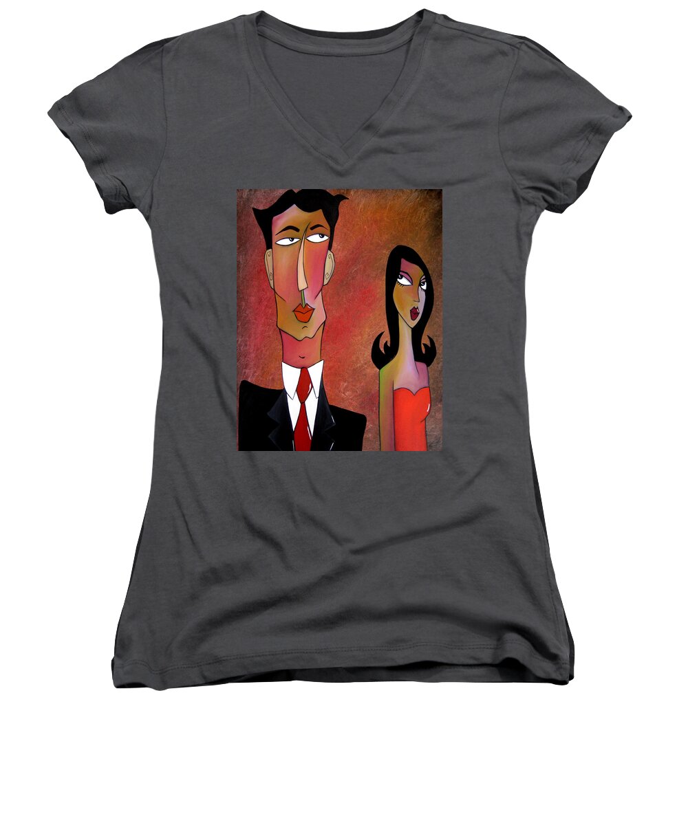 Fidostudio Women's V-Neck featuring the painting A Matter Of Time by Tom Fedro