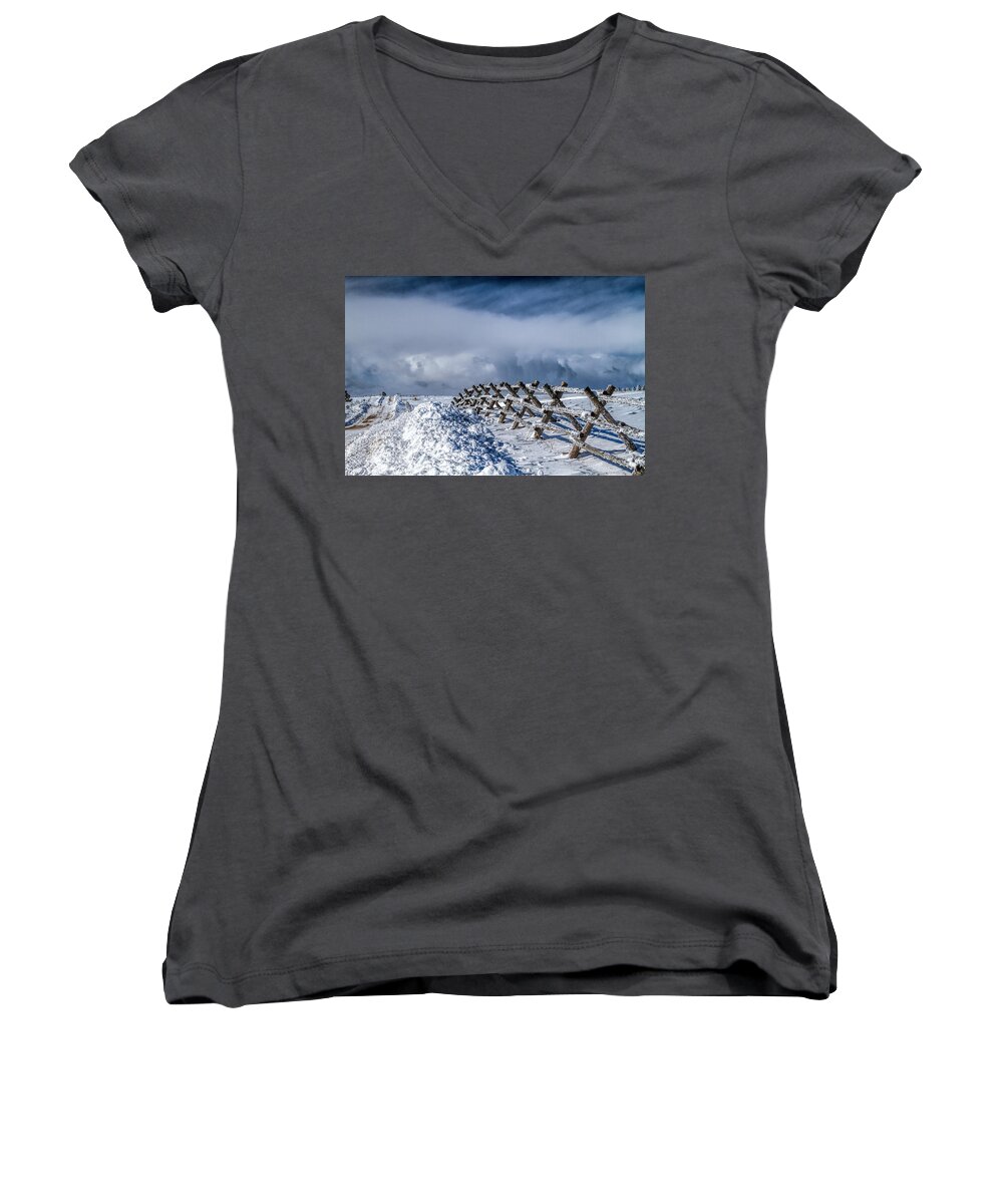 Landscape Women's V-Neck featuring the photograph A Road Less Traveled by Alana Thrower