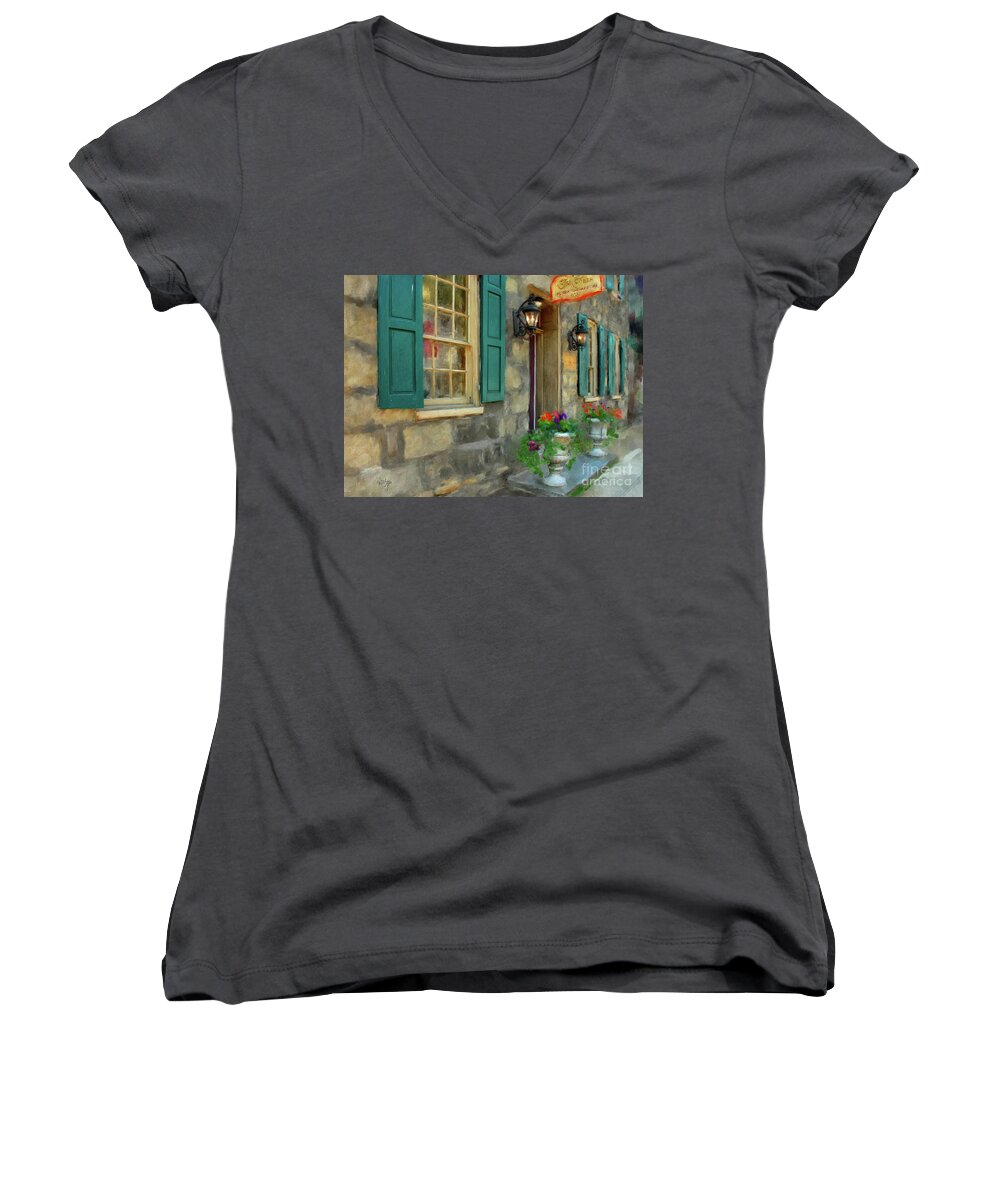 Architecture Women's V-Neck featuring the digital art A Victorian Tea Room by Lois Bryan