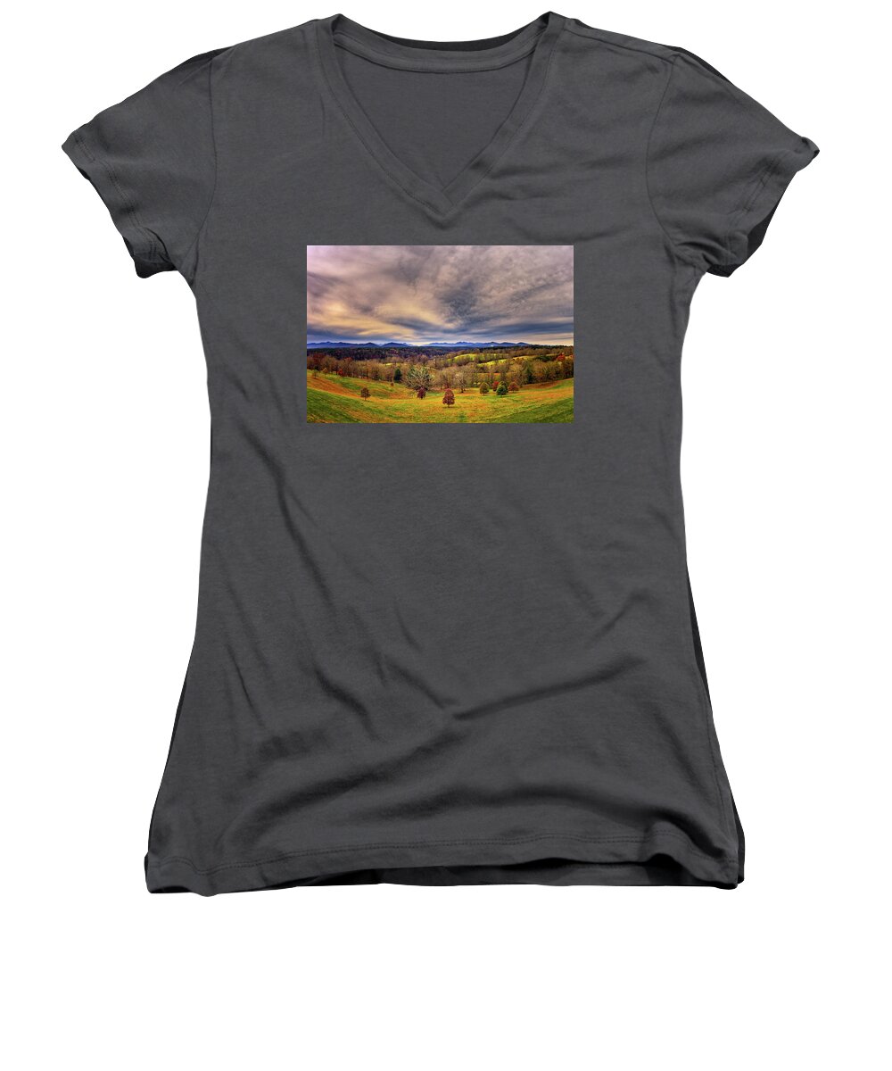 Ashville Women's V-Neck featuring the photograph A view from the Biltmore by Robert FERD Frank