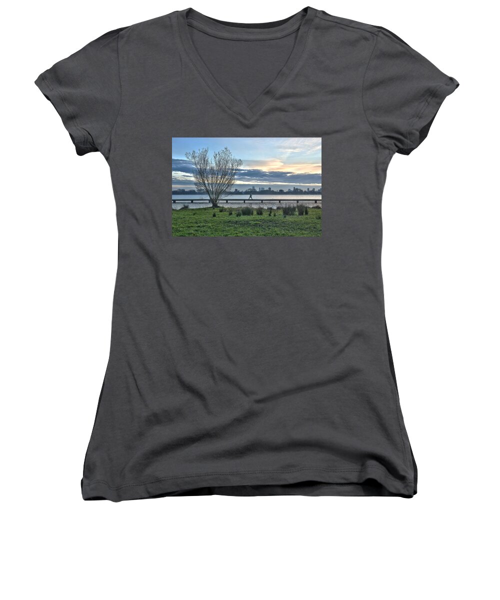 Lake Women's V-Neck featuring the photograph A Walk Through The Lake by Frans Blok