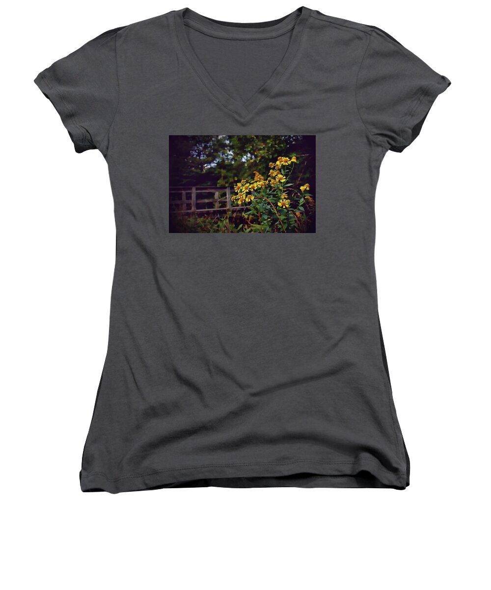 Flowers Women's V-Neck featuring the photograph A Walk With Wildflowers by Jessica Brawley