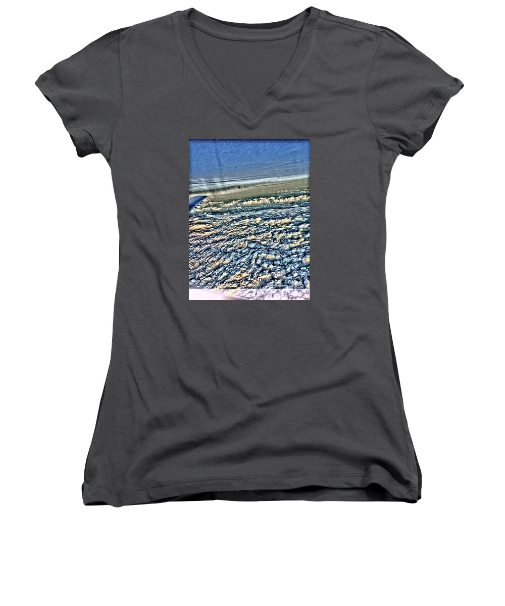 Clouds Women's V-Neck featuring the digital art A Whole Other World by Vincent Green