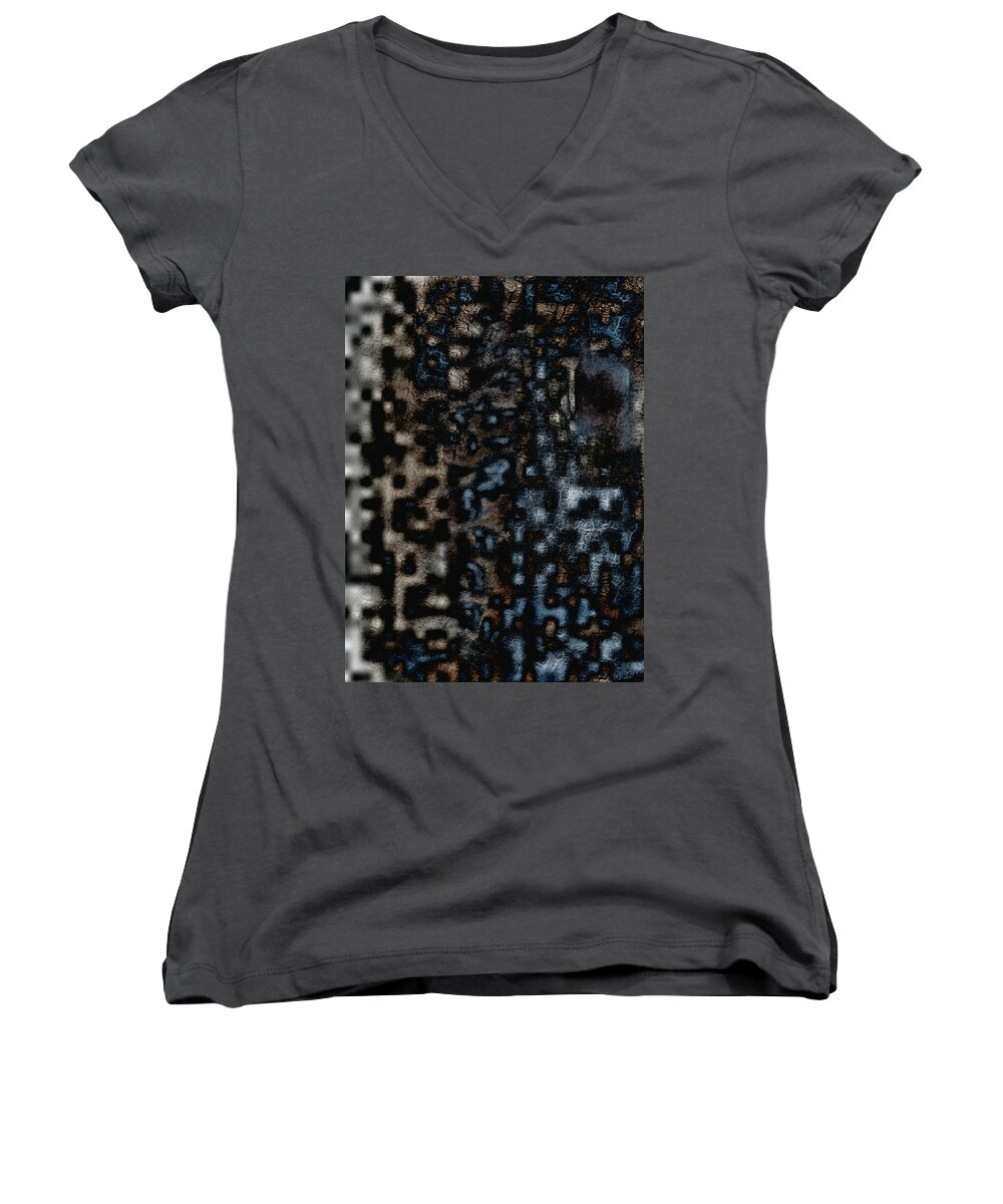 Abstract Women's V-Neck featuring the mixed media Abstract 1 Earth by Lisa Stanley