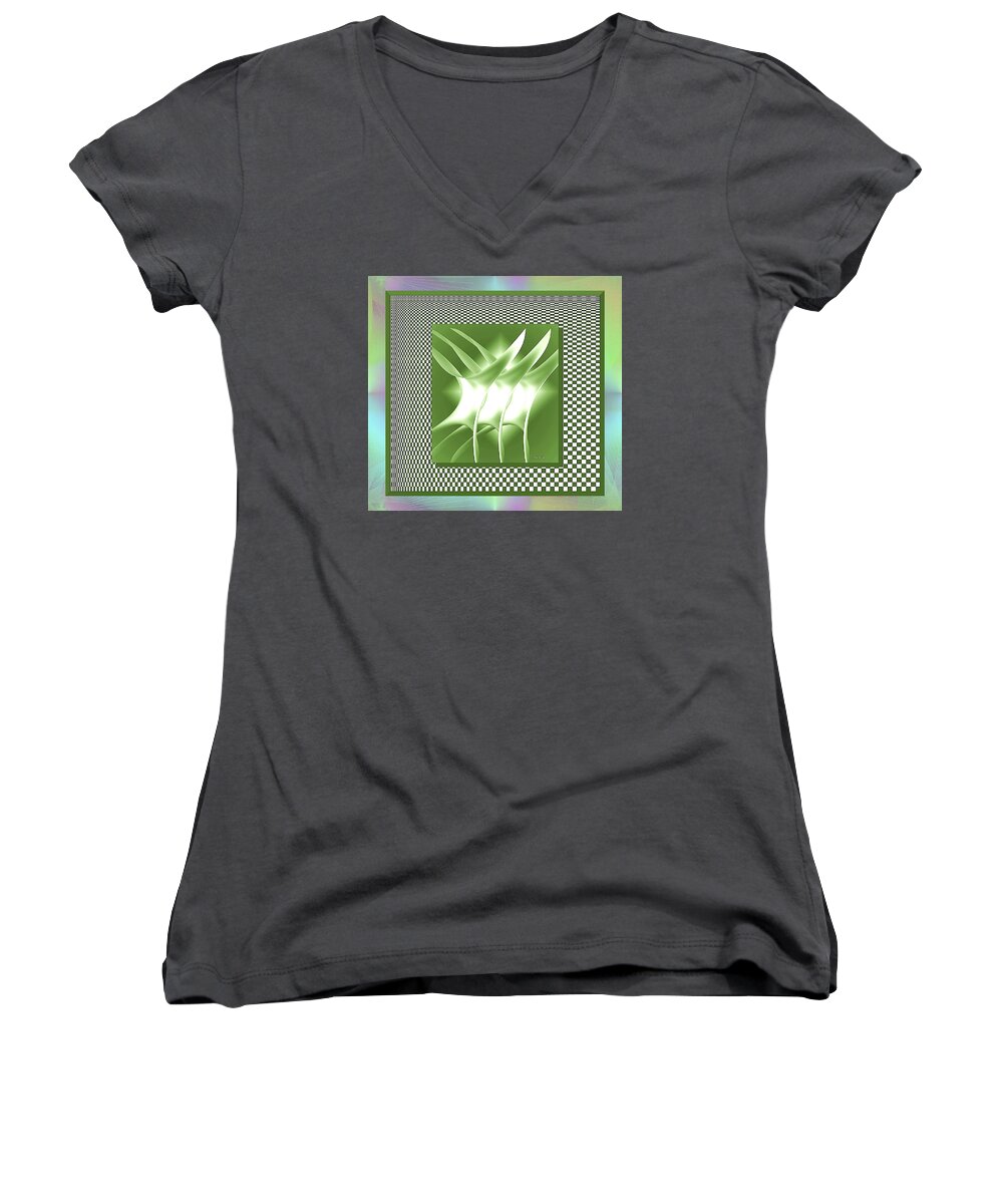 Abstract Women's V-Neck featuring the digital art Abstract 54 by Iris Gelbart
