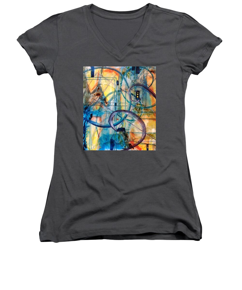 Abstract Women's V-Neck featuring the painting Abstract Appeal by Kim Shuckhart Gunns