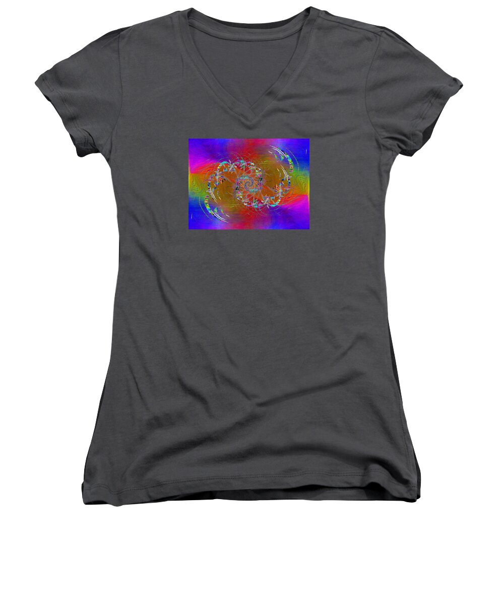 Abstract Women's V-Neck featuring the digital art Abstract Cubed 351 by Tim Allen