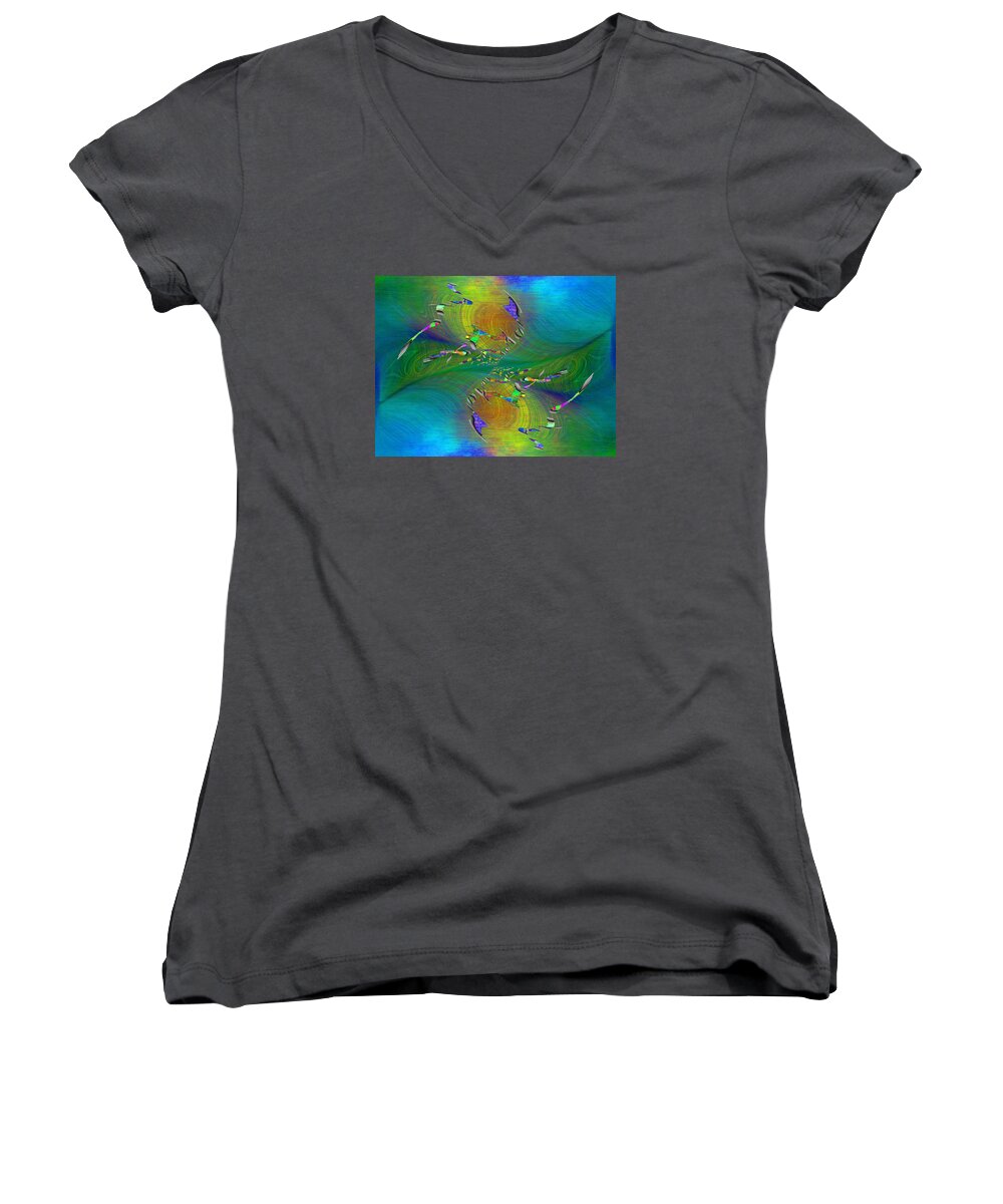 Abstract Women's V-Neck featuring the digital art Abstract Cubed 359 by Tim Allen