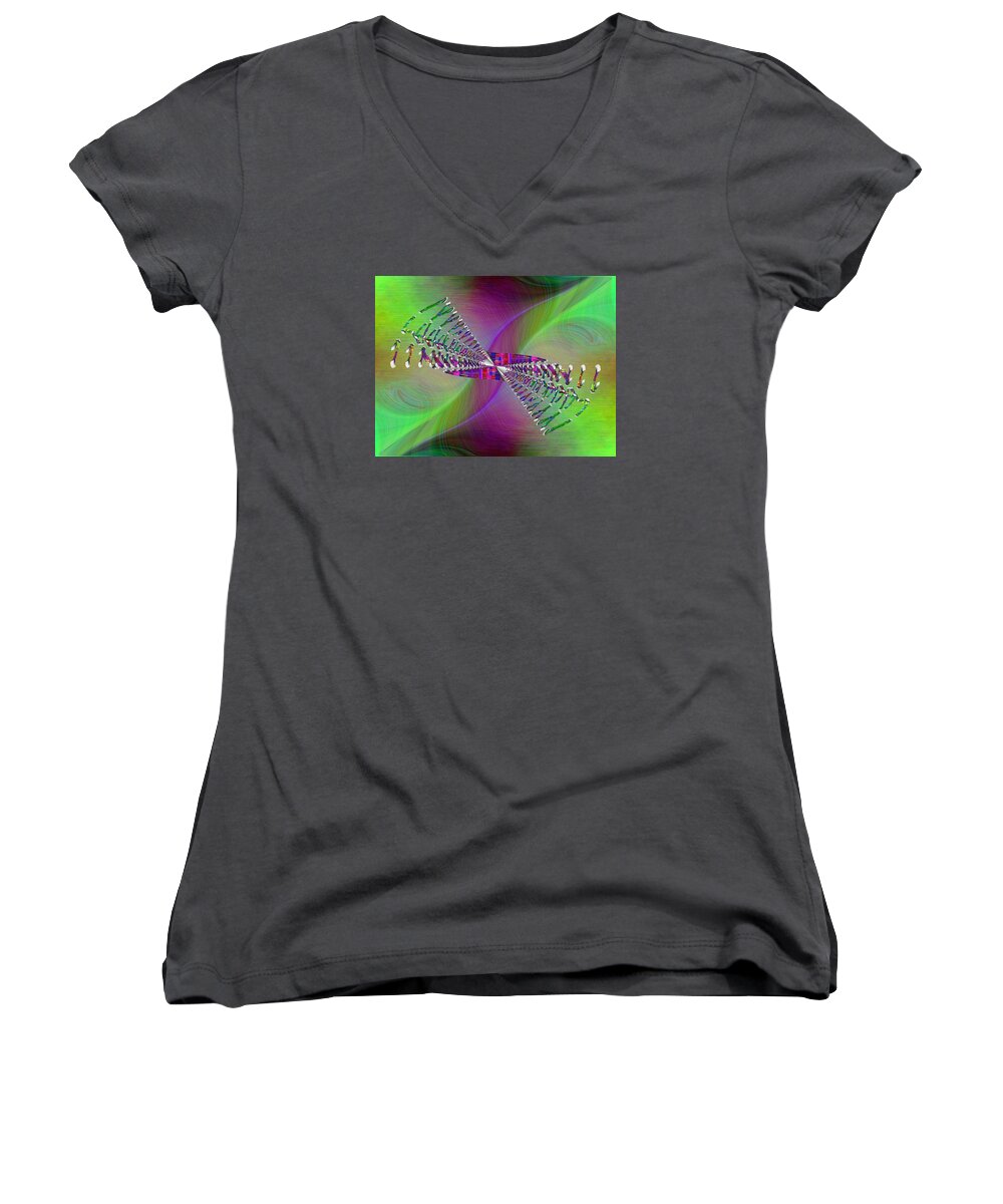 Abstract Women's V-Neck featuring the digital art Abstract Cubed 370 by Tim Allen
