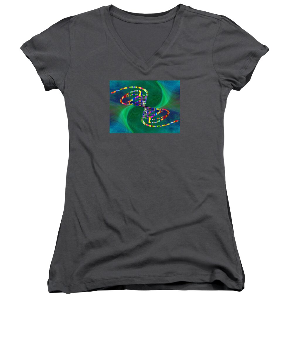 Abstract Women's V-Neck featuring the digital art Abstract Cubed 374 by Tim Allen