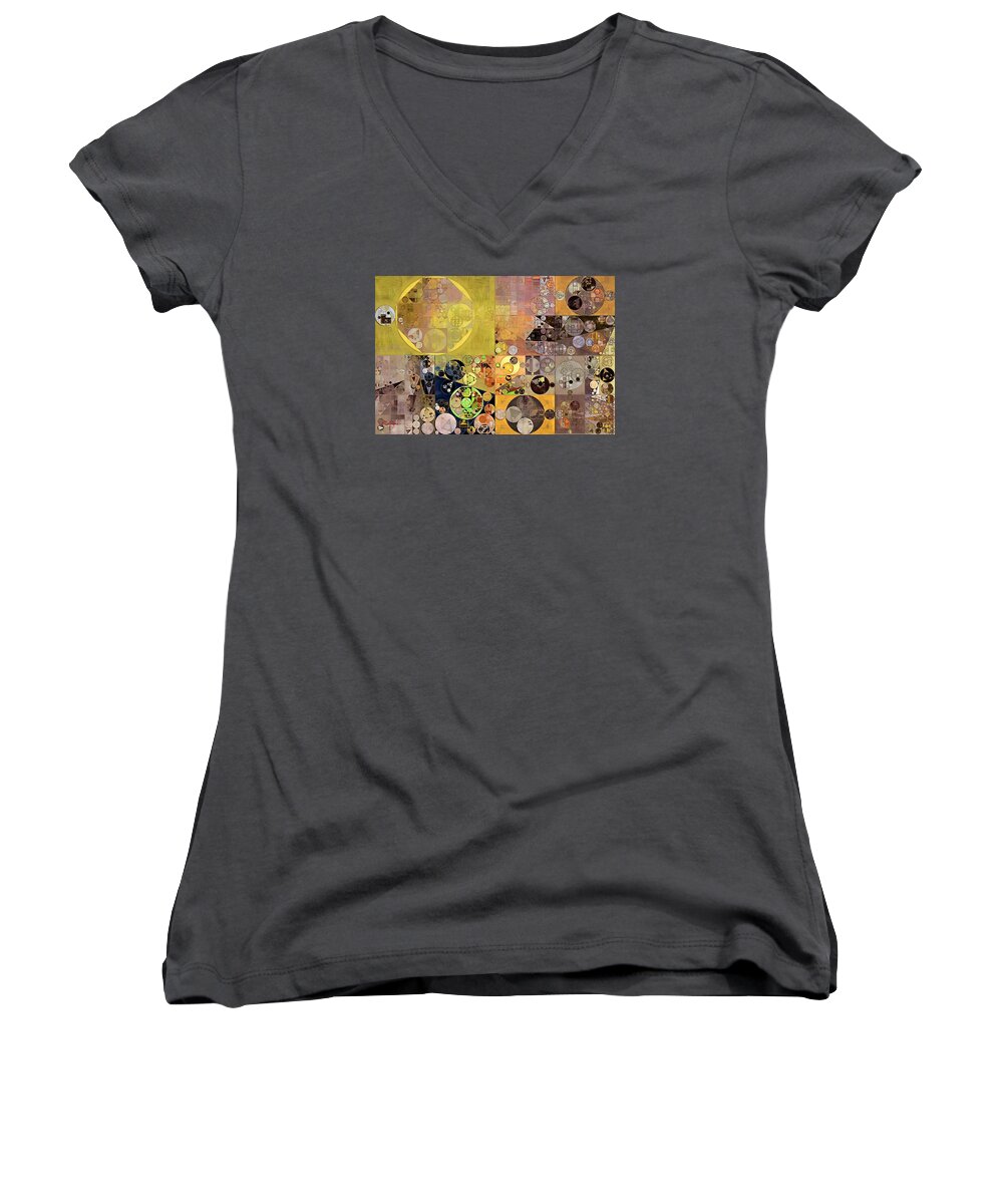 Textured Women's V-Neck featuring the digital art Abstract painting - Pale brown by Vitaliy Gladkiy