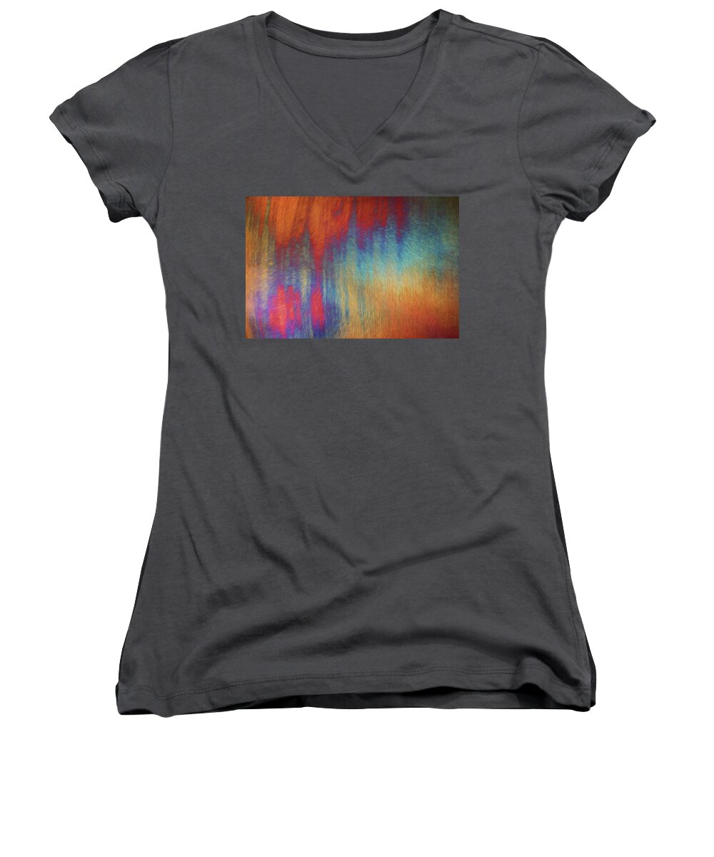 Digital Women's V-Neck featuring the photograph Abstract Reflection by Teresa Wilson