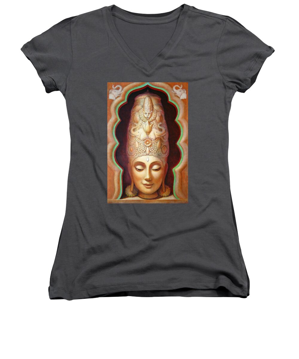 Meditation Women's V-Neck featuring the painting Abundance Meditation by Sue Halstenberg