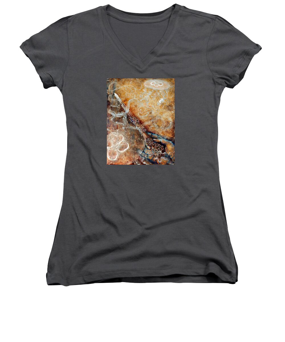Florida Reefs Women's V-Neck featuring the painting Ace of Wands by Ashley Kujan