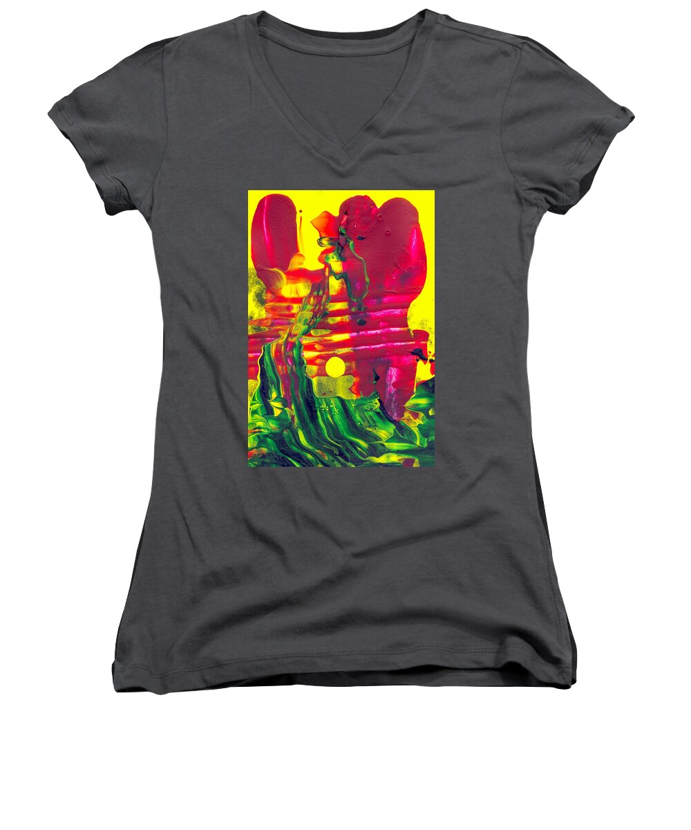 Africa Art Women's V-Neck featuring the painting Africa - Abstract Colorful Mixed Media Painting by Modern Abstract