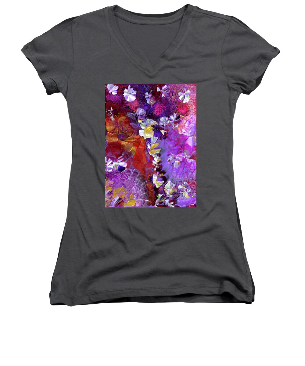 Fantasy Women's V-Neck featuring the painting African Violet Awake #5 by Nan Bilden