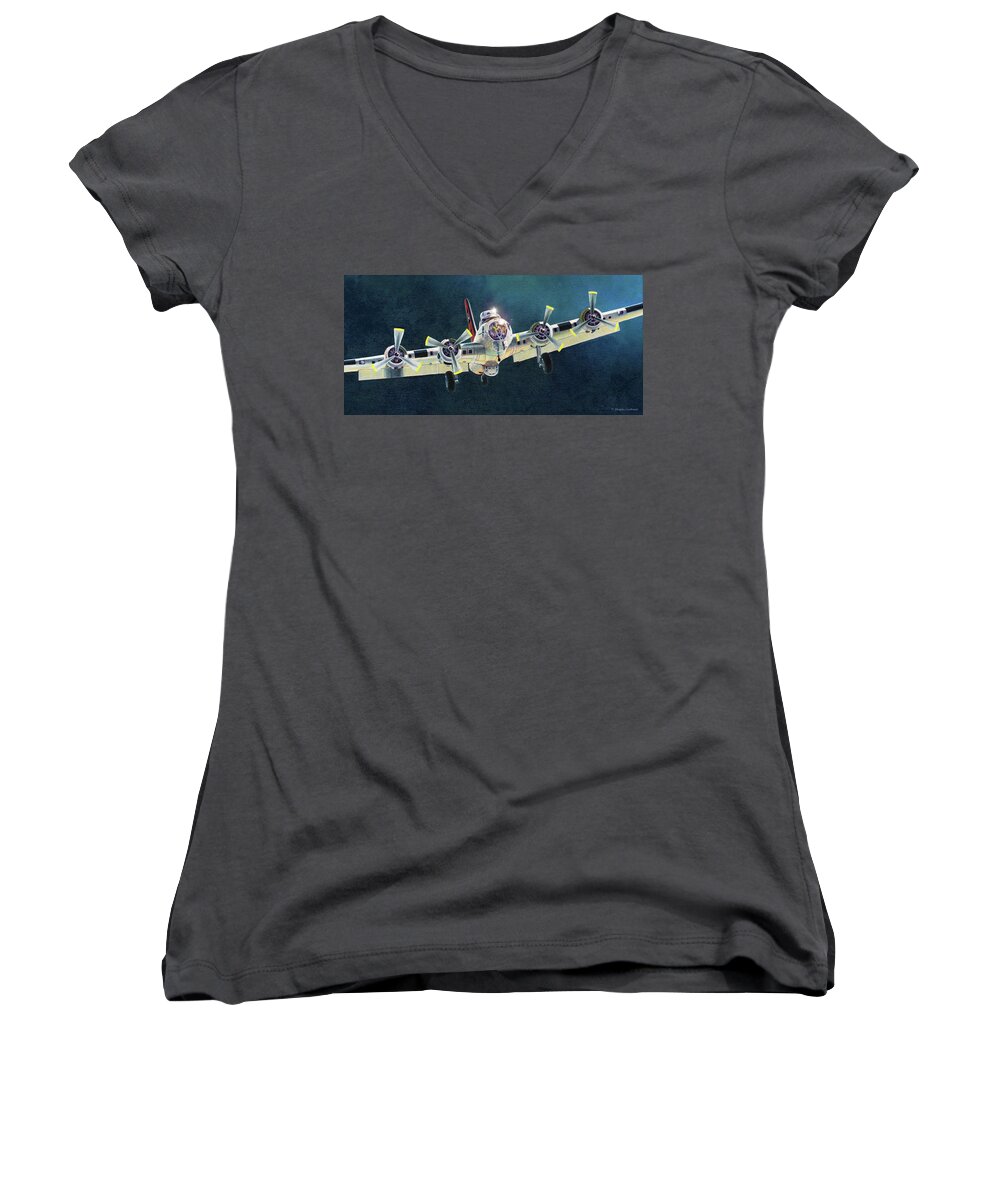 Aviation Women's V-Neck featuring the painting After the Mission by Douglas Castleman
