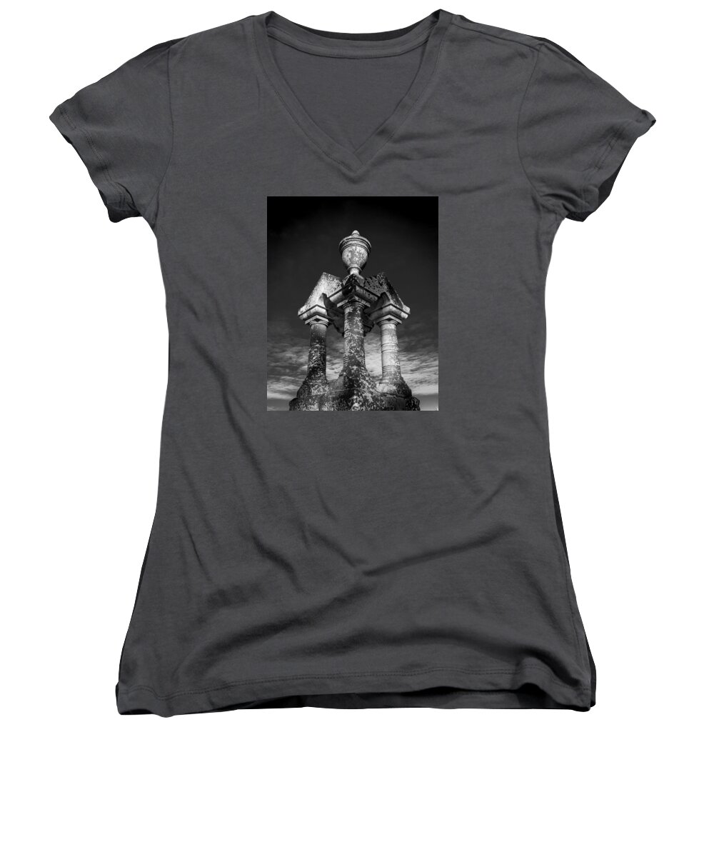 Stone Women's V-Neck featuring the photograph Aged Stone and Sky by Robert McKay Jones