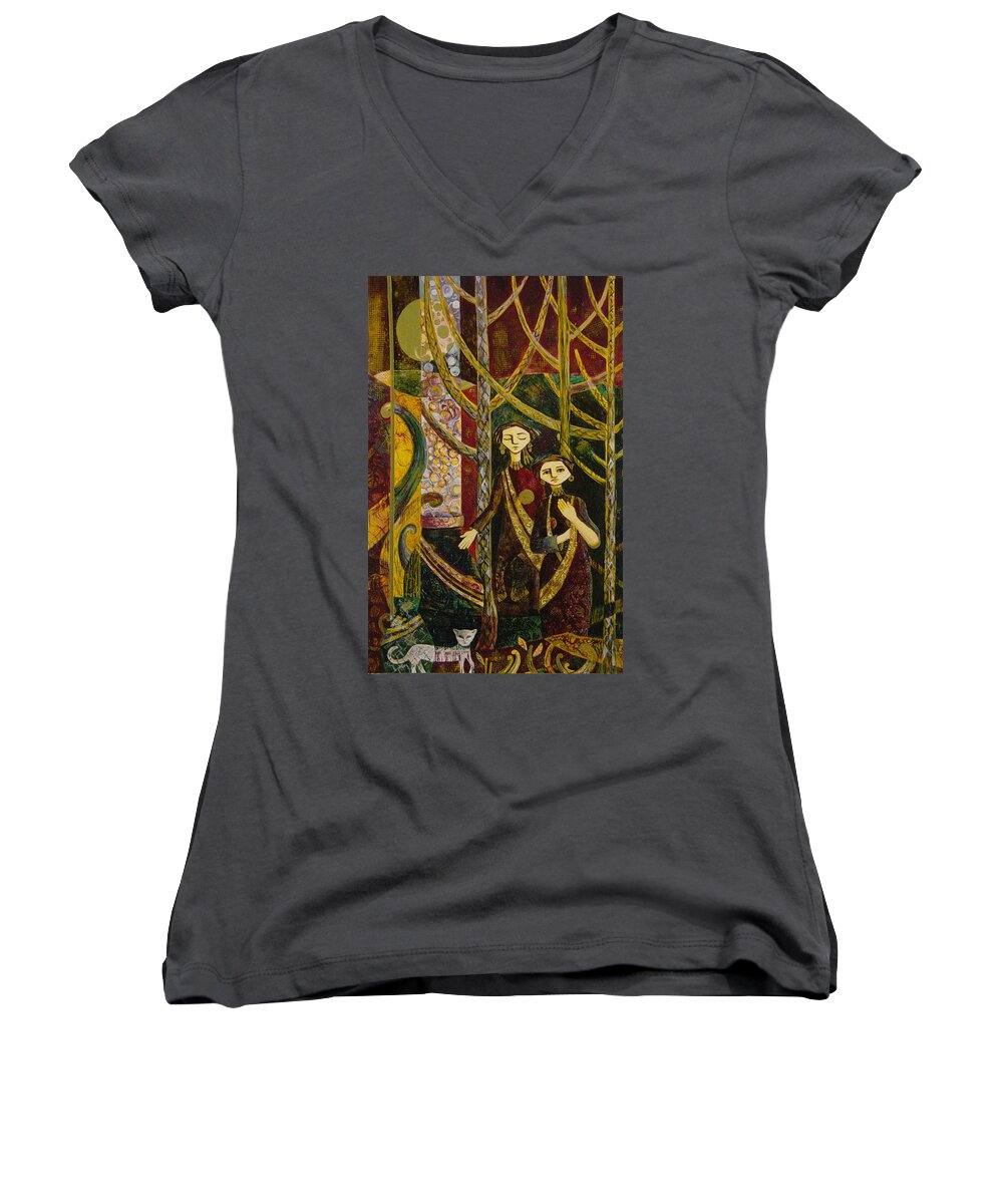 Nature Women's V-Neck featuring the digital art Alice in Wonderland by Ousama Lazkani