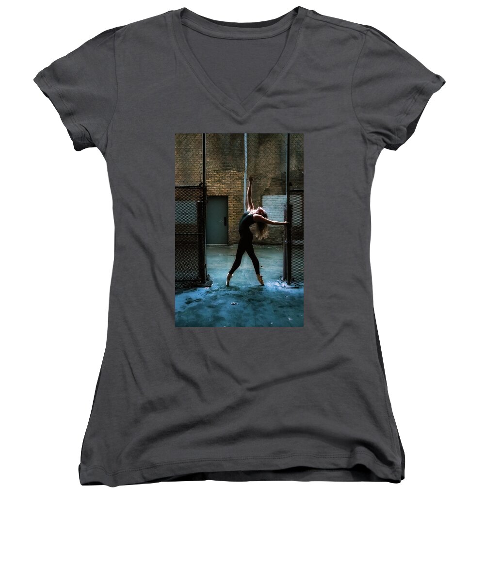 Dance Women's V-Neck featuring the photograph Alley Dance by Dave Koch