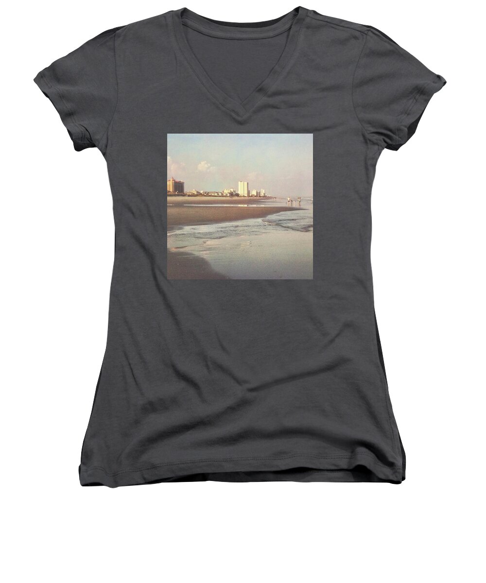 Photograph Women's V-Neck featuring the photograph An Evening Walking the Grand Strand by Melissa D Johnston