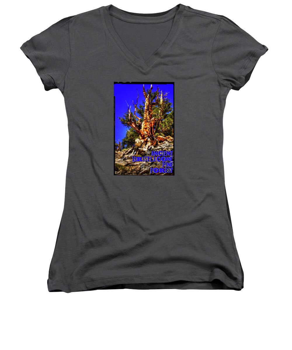 California Women's V-Neck featuring the photograph Ancient Bristlecone Pine Forest by Roger Passman