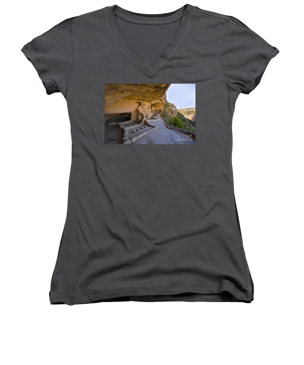 Mesa Verde National Park Women's V-Neck featuring the photograph Ancient Kitchen by Bon and Jim Fillpot