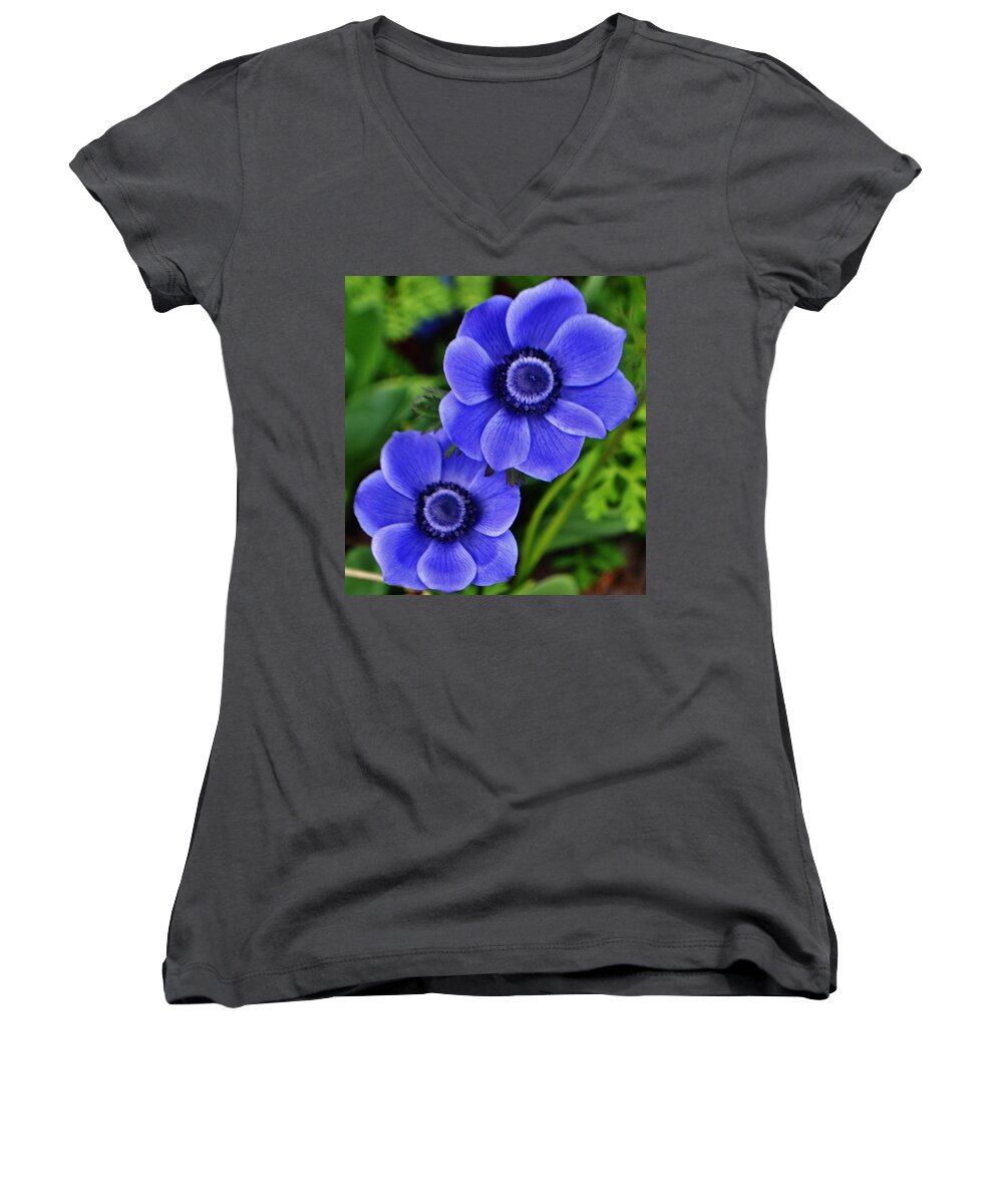 Flowers Women's V-Neck featuring the photograph Anemone Nemorosa by Eileen Brymer
