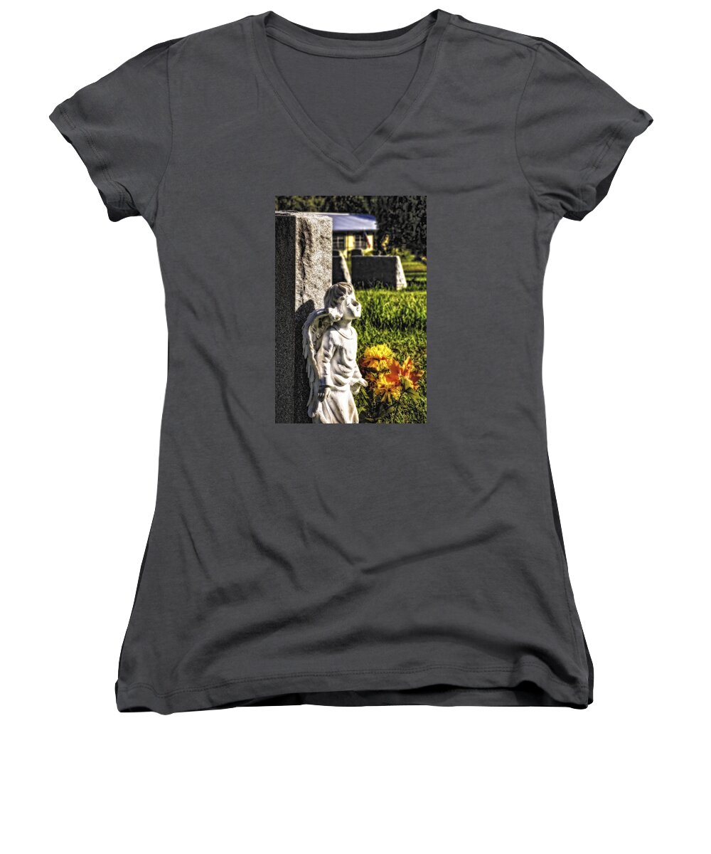 Angel Women's V-Neck featuring the photograph Angel 010 by Michael White
