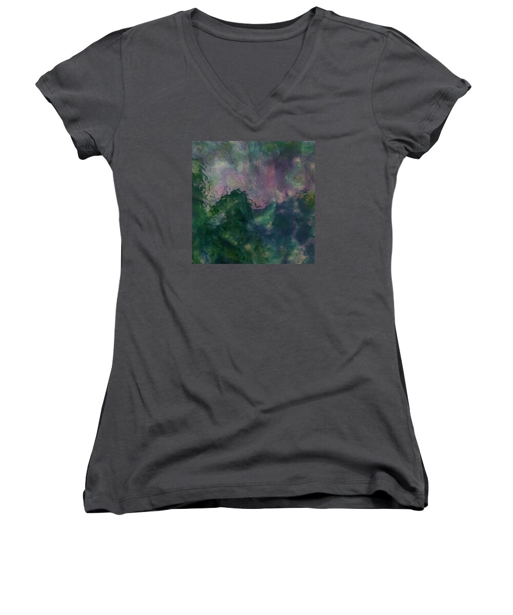 It's A Abstract Painting Of The Ocean. Women's V-Neck featuring the painting Angry Ocean by Alan Casadei