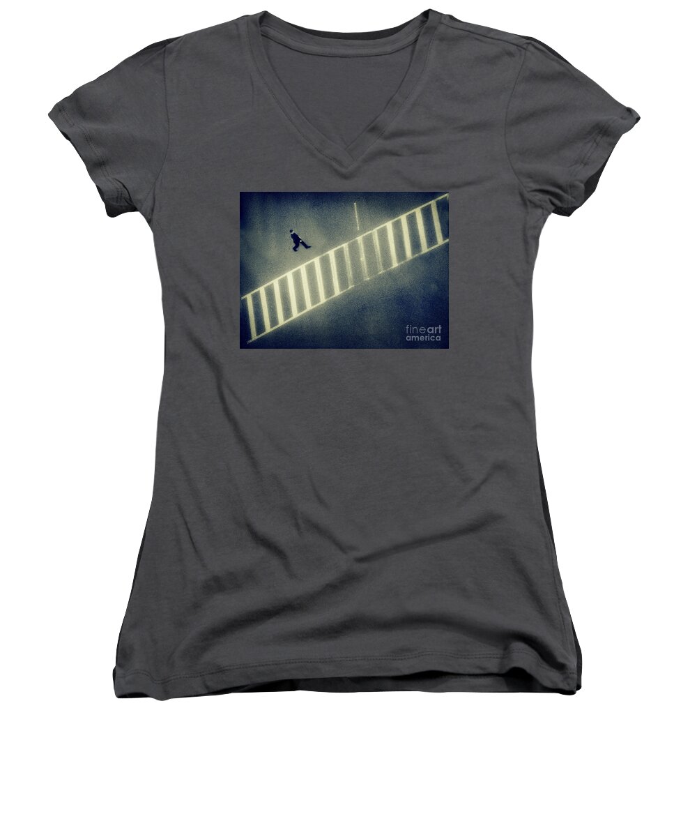 City Women's V-Neck featuring the photograph Anonymity by Dana DiPasquale