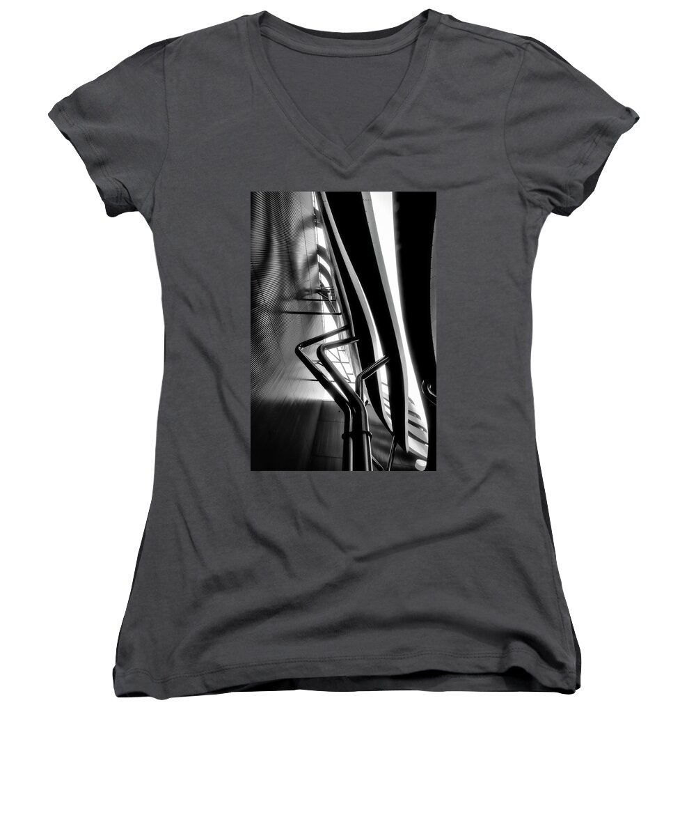 Architecture Women's V-Neck featuring the photograph Architectural Flow 07 by Mark David Gerson