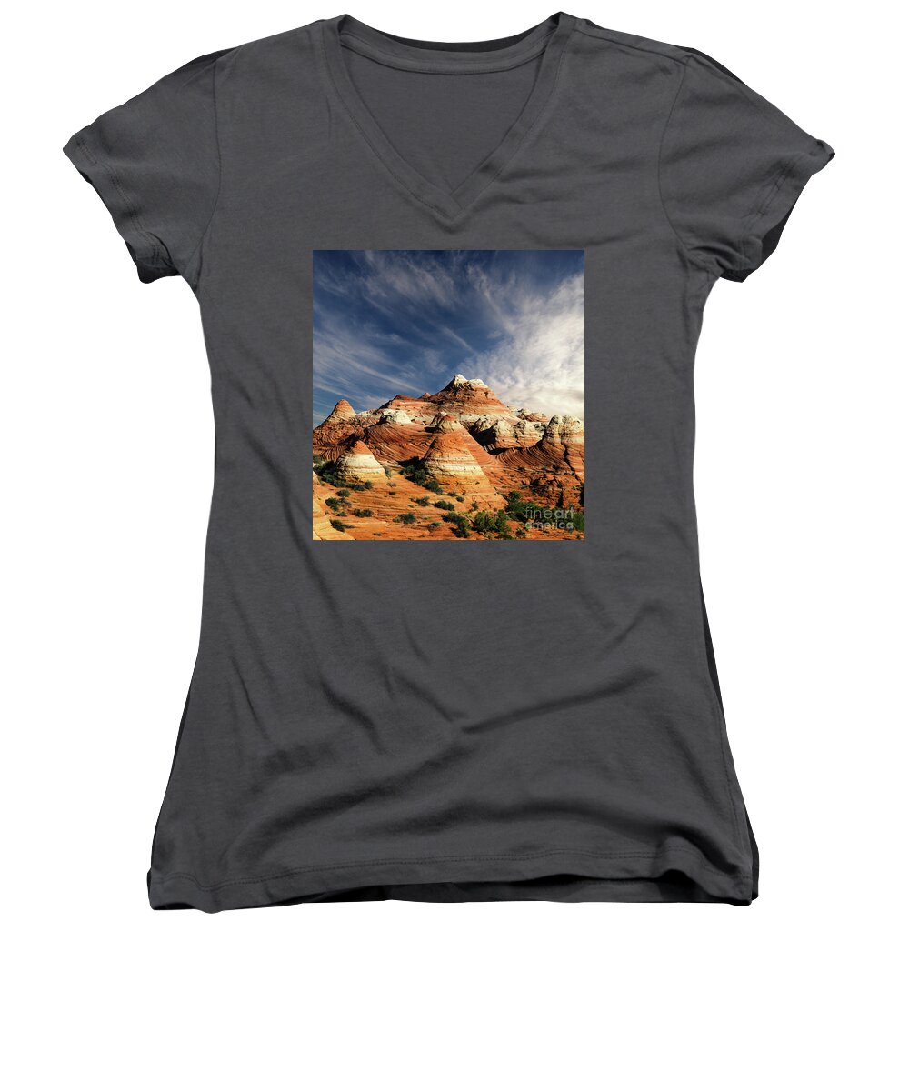 Beauty Women's V-Neck featuring the photograph Arizona North Coyote Buttes by Bob Christopher