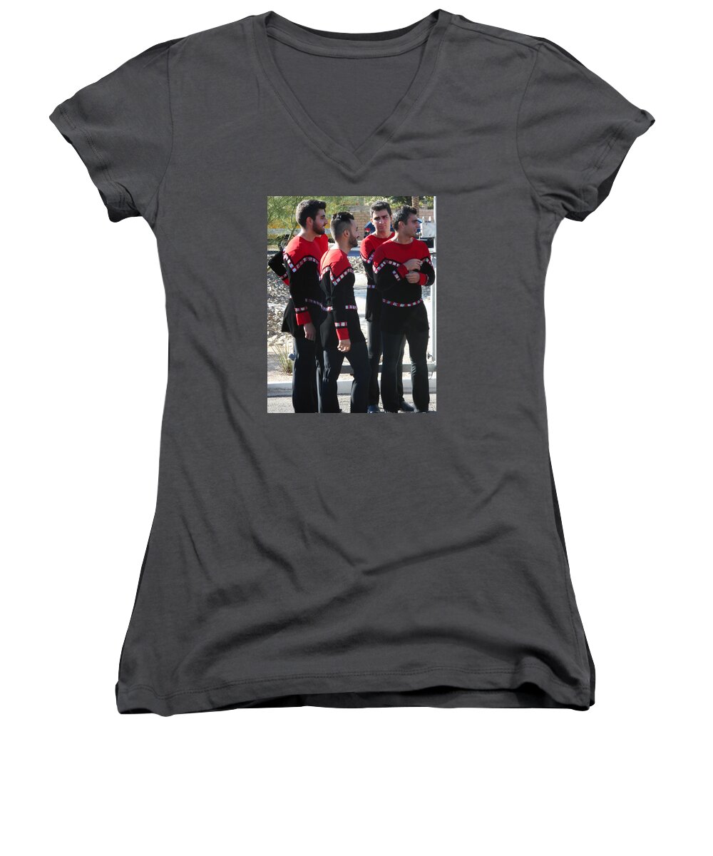 Armenian Women's V-Neck featuring the photograph Armenian Dancers 12 by Ron Kandt