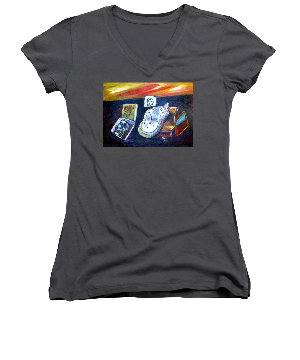 Acrylic Women's V-Neck featuring the painting Artists Dream by Clyde J Kell