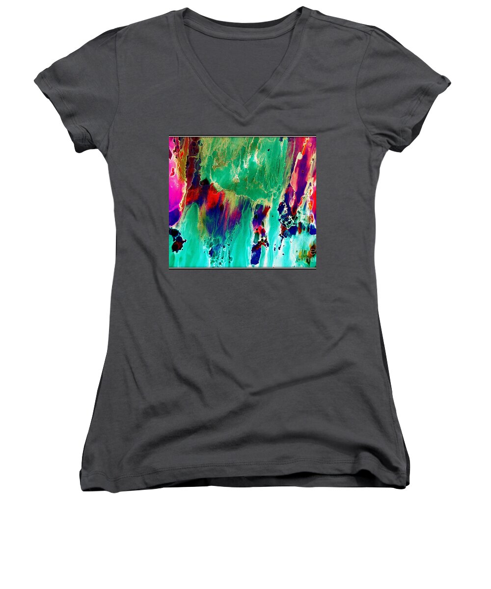 Ink Women's V-Neck featuring the painting As the colors blend.. by Jolanta Anna Karolska