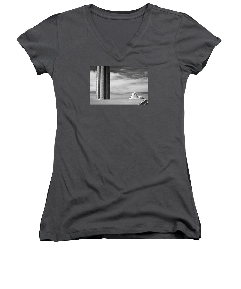 Sphynx Women's V-Neck featuring the photograph Assyrian Sphynx by George Taylor