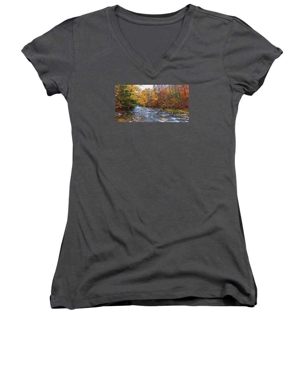 Chitttenango Falls Women's V-Neck featuring the photograph Autumn Magic by Rod Best