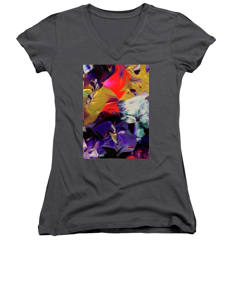 Avalanche Women's V-Neck featuring the painting Avalanche by Nan Bilden