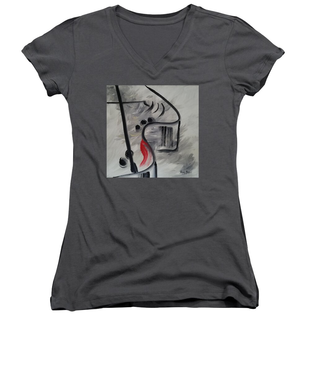 Baby Grand Women's V-Neck featuring the painting Baby Grand by Judith Rhue