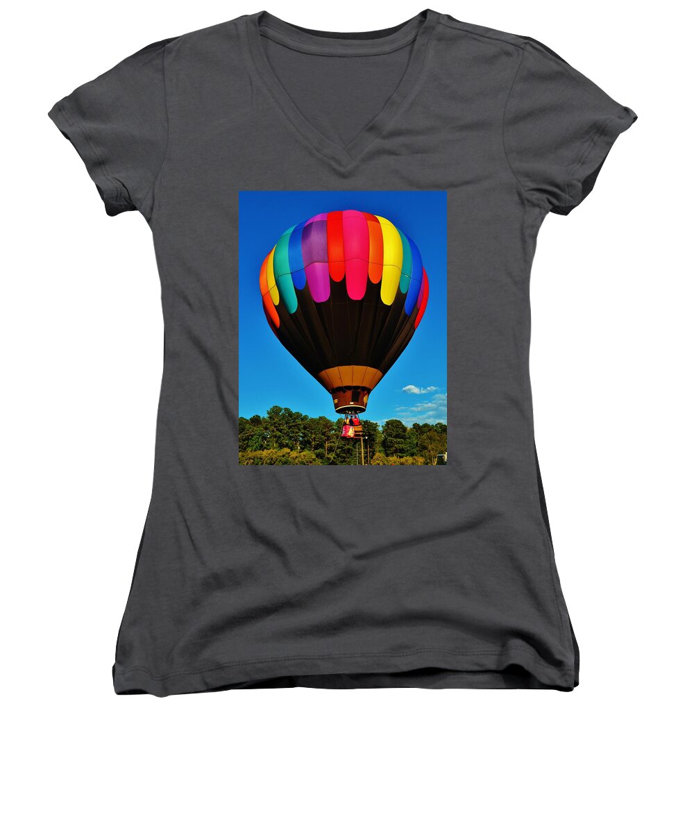 Colors Women's V-Neck featuring the photograph Balloon Colors by Eileen Brymer