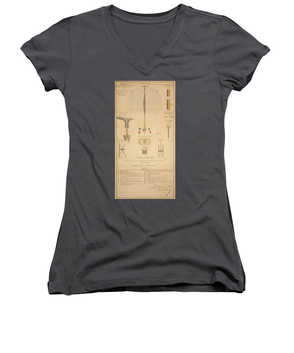 Vintage Women's V-Neck featuring the drawing Balloon Patent by Vintage Pix