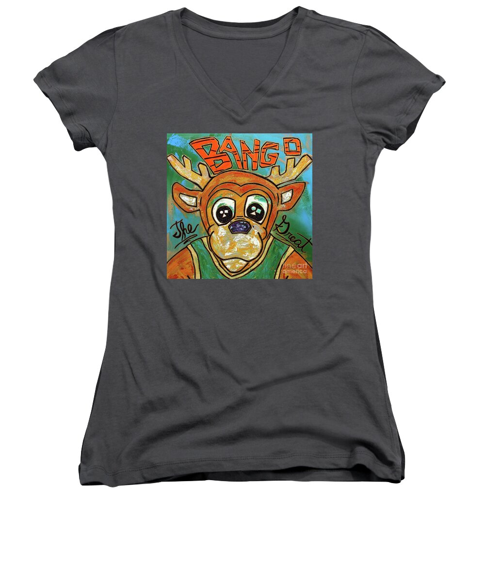 Acrylic Women's V-Neck featuring the painting Bango The Great by Odalo Wasikhongo