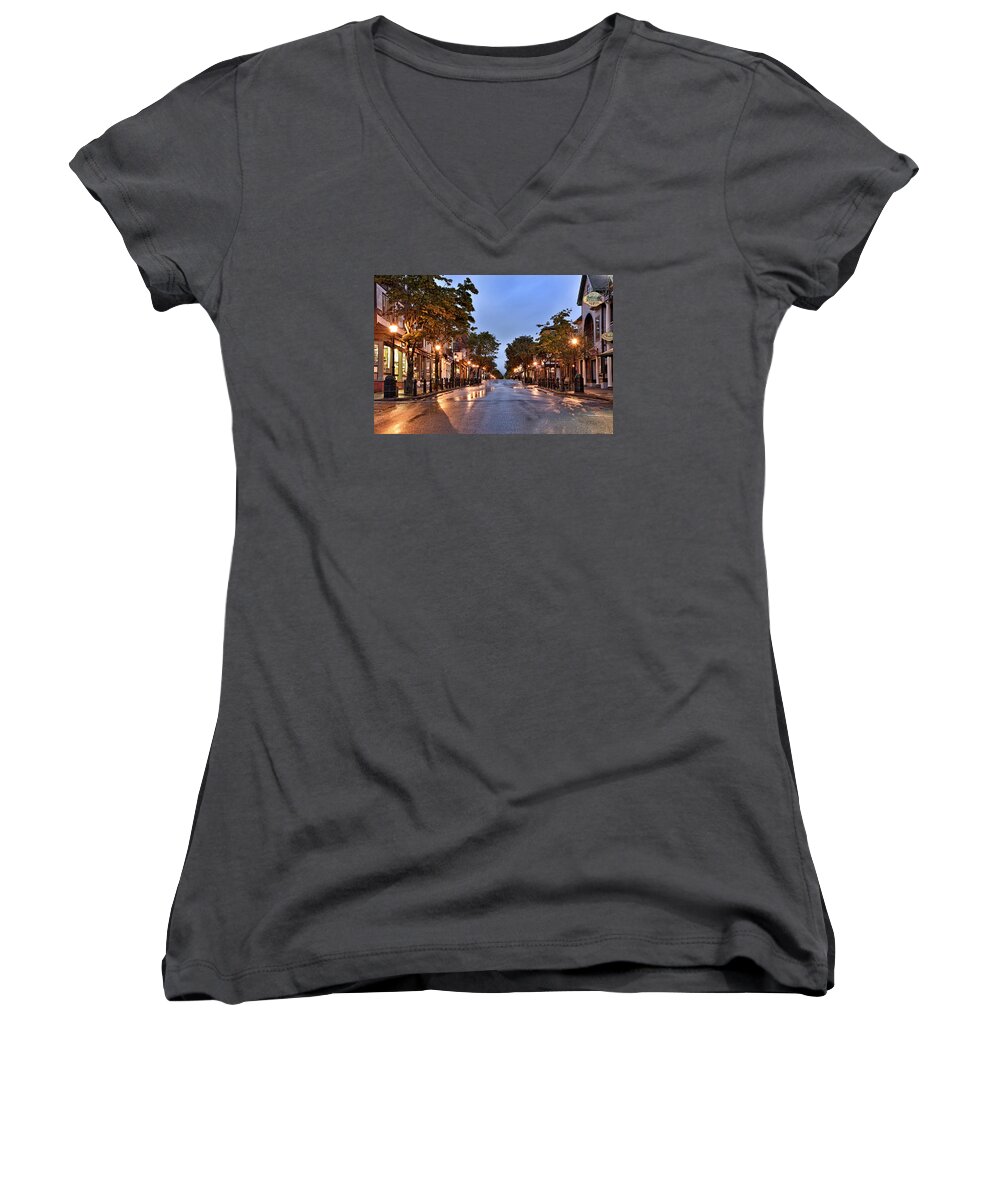 bar Harbor Women's V-Neck featuring the photograph Bar Harbor - Maine by Brendan Reals