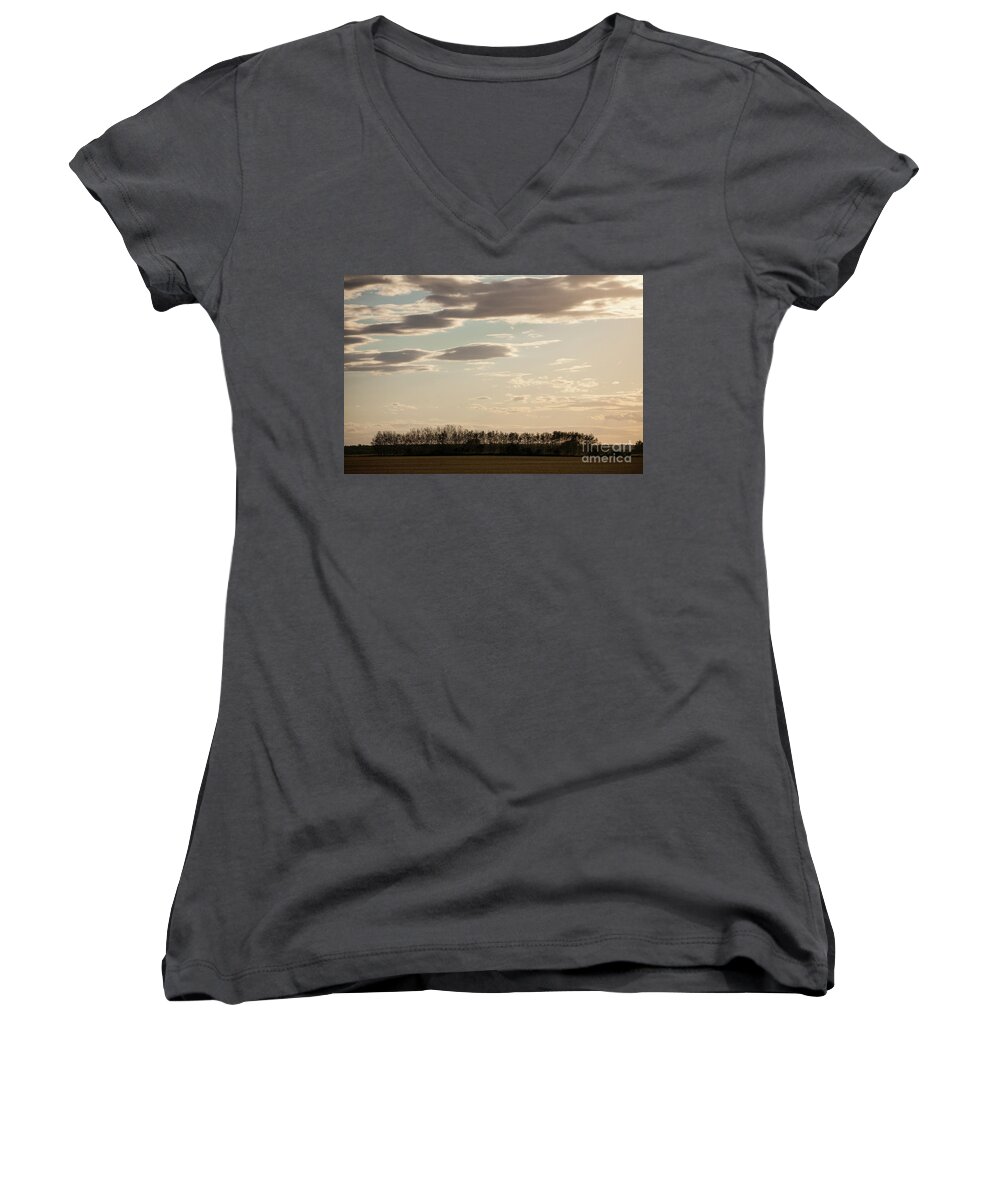 Winter Women's V-Neck featuring the photograph Bare Fields by Timothy Johnson