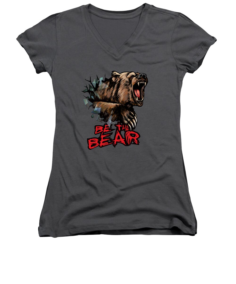 Bear Women's V-Neck featuring the painting Be The Bear by Robert Corsetti