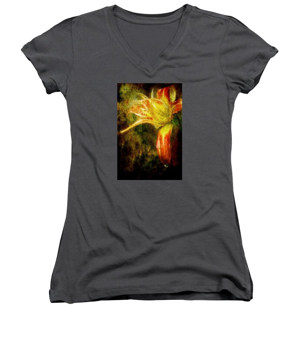 Flower Women's V-Neck featuring the photograph Beauty in the Darkness by Cameron Wood